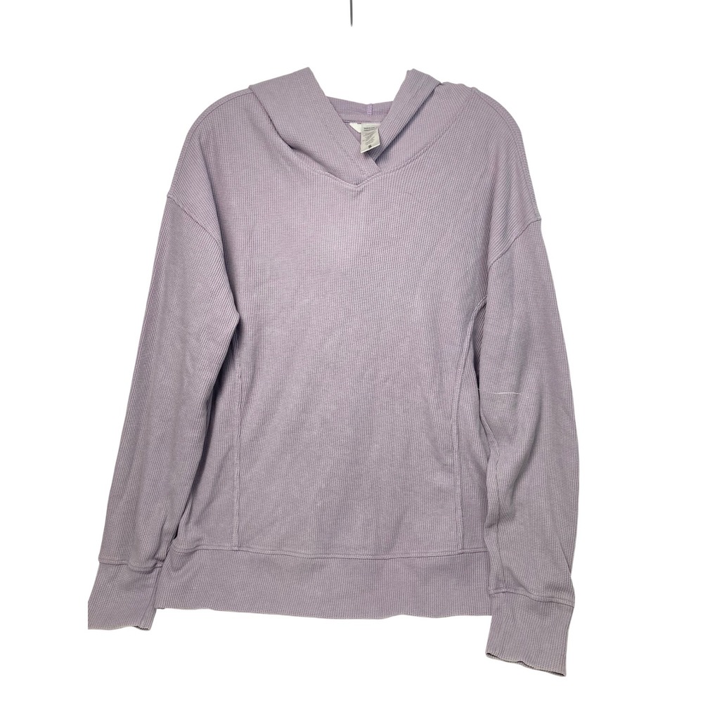 Jockey Women's Waffle Knit Hoodie Small Lavender Gray Pullover Lounge Top NWT - Picture 2 of 6